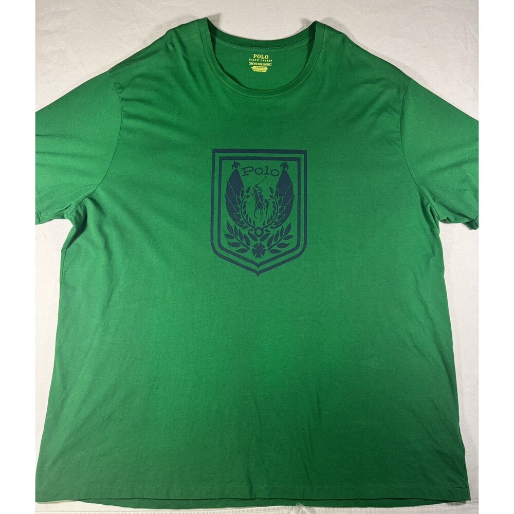 Polo Ralph Lauren T-Shirt Mens Big 3XB Green Cotton Short Sleeve Pony Casual